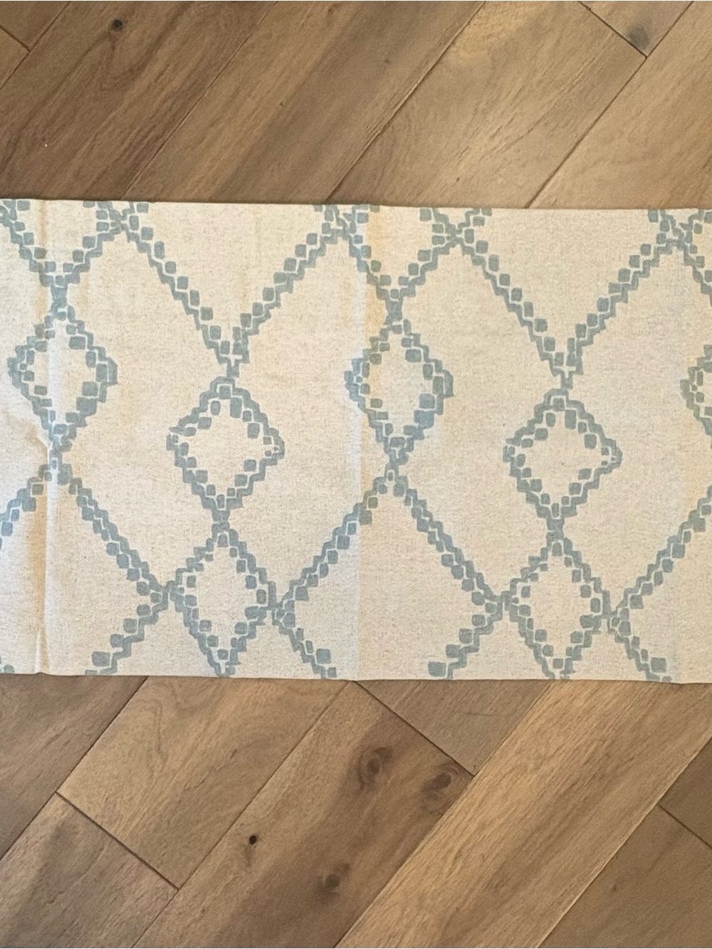 Custom Taupe and Blue Geometric Valance